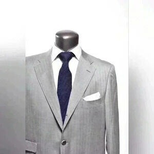 RAFFAELE CARUSO Grey Herringbone Fine 100% Wool Soft Blazer Jacket 56E 46R Italy